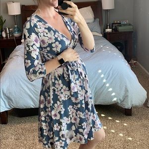 Blue floral maternity/nursing dress